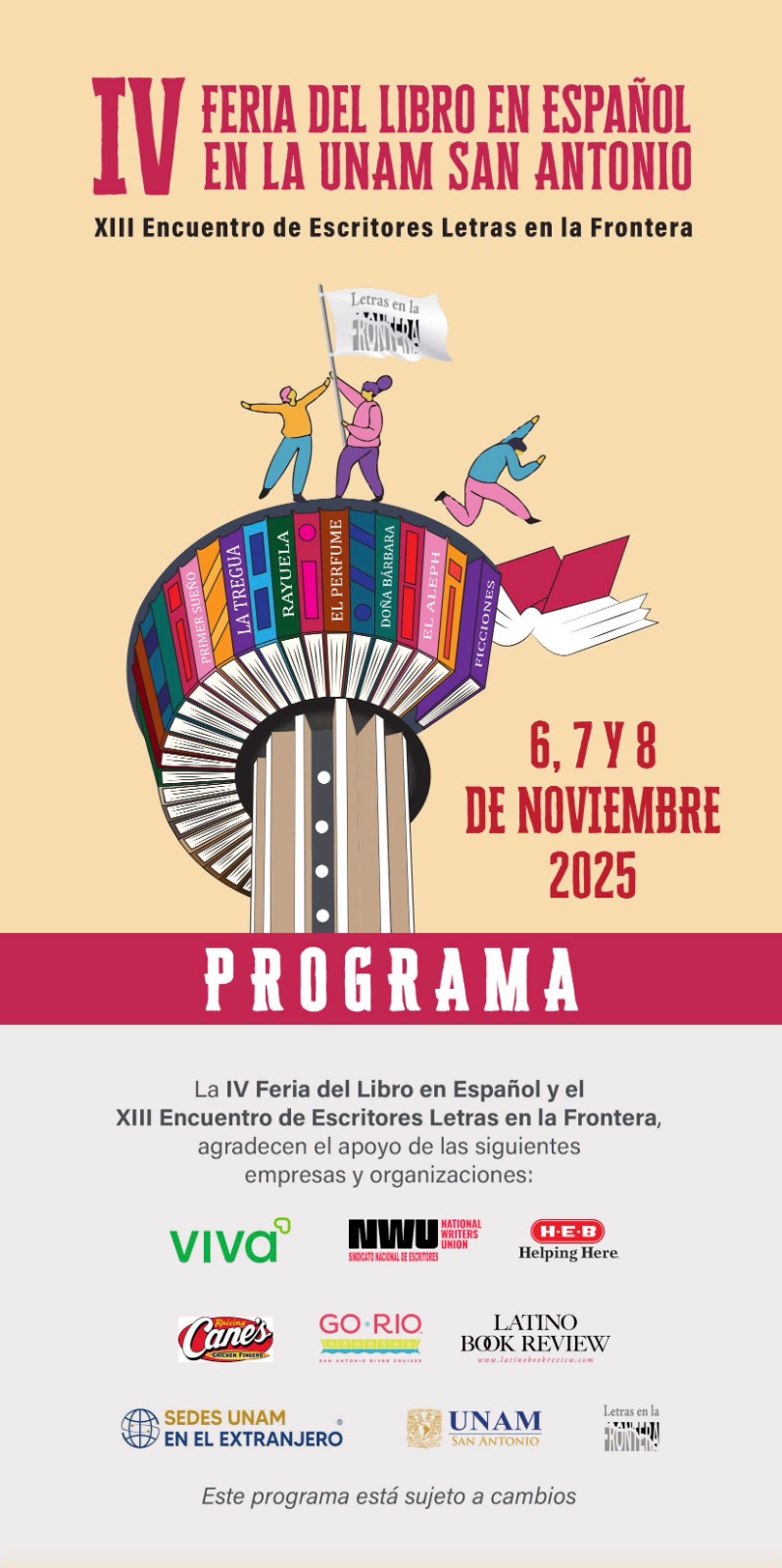 Programa Completo de la IV Feria del Libro en Español y el XIII Encuentro de Escritores Letras en la Frontera: 2025